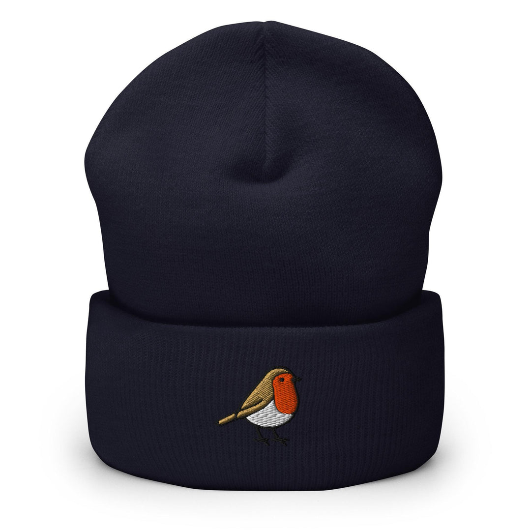 European Robin Embroidered Cuffed Beanie: Cozy Unisex Winter Cap