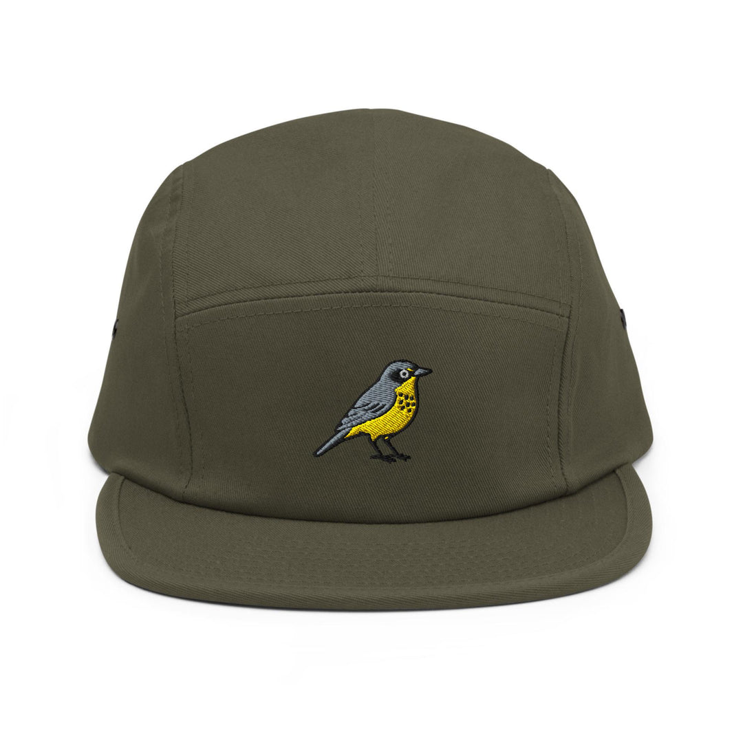 Canada Warbler Embroidered 5‑Panel Cotton Camper Cap: Adjustable Fit