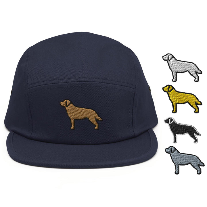 Labrador Retriever Embroidered 5‑Panel Cotton Camper Cap: Adjustable Fit