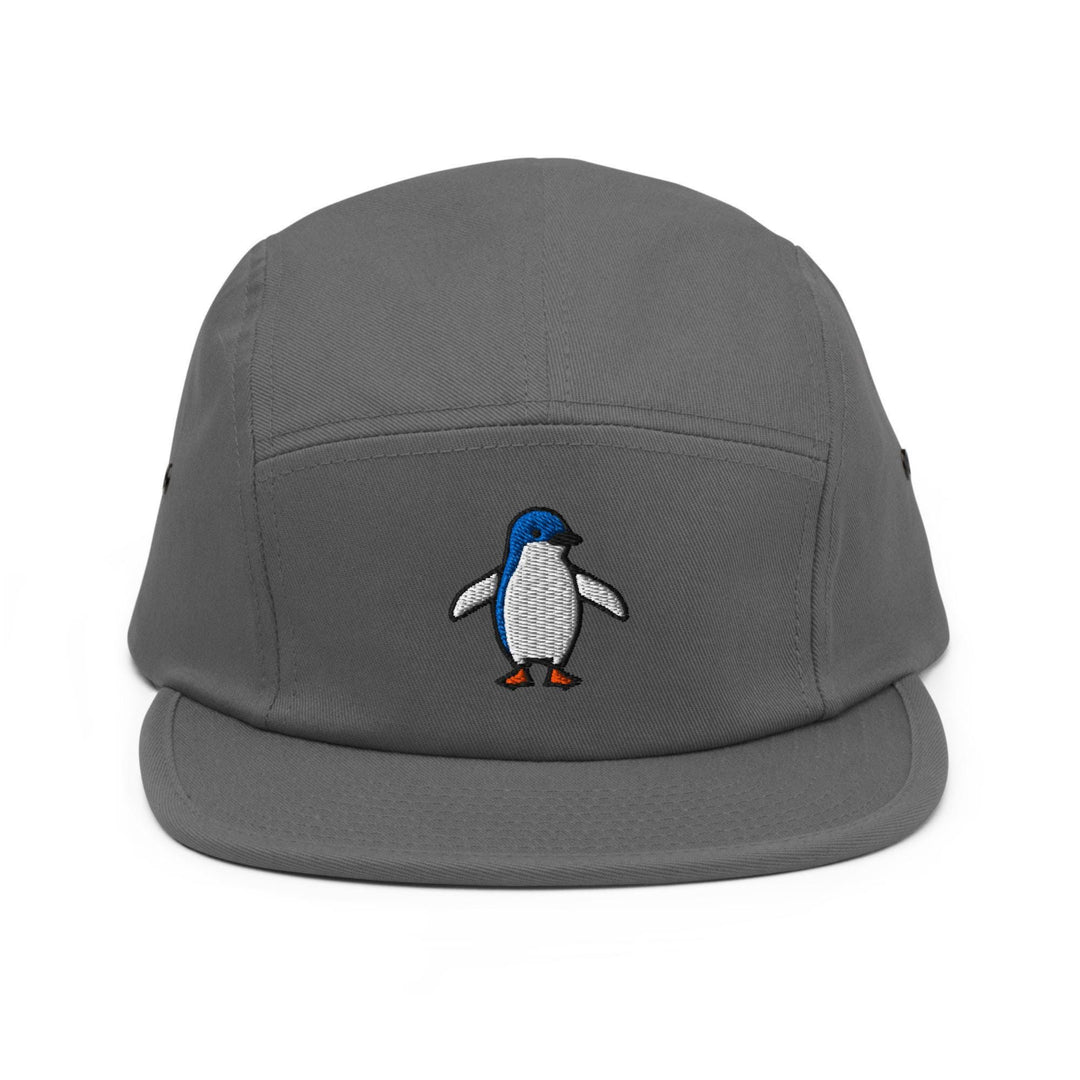 Little Fairy Penguin Embroidered 5‑Panel Cotton Camper Cap: Adjustable Fit