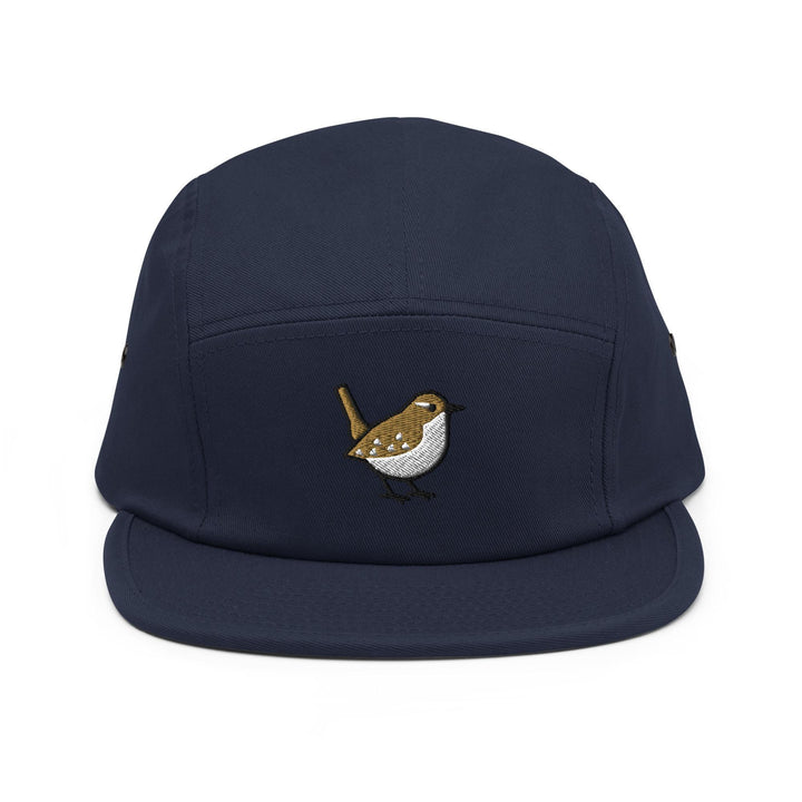 Winter Wren Embroidered 5‑Panel Cotton Camper Cap: Adjustable Fit
