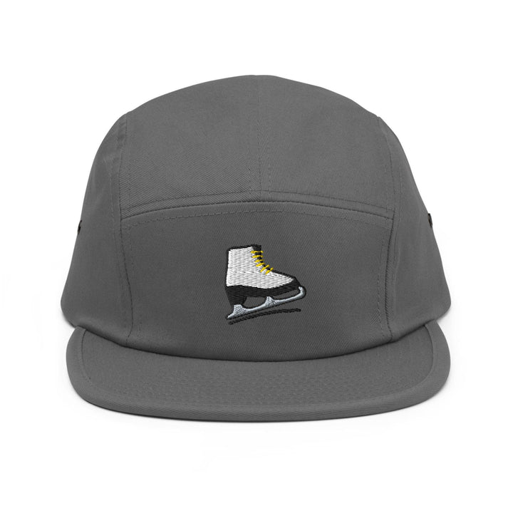 Ice Skates Embroidered 5‑Panel Cotton Camper Cap: Adjustable Fit