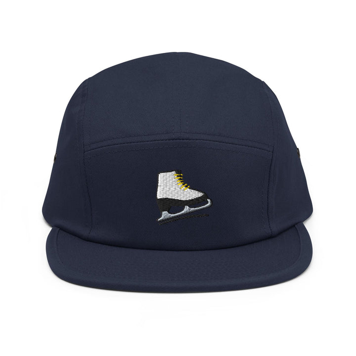 Ice Skates Embroidered 5‑Panel Cotton Camper Cap: Adjustable Fit
