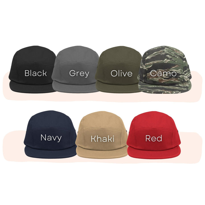 Brown Mr. Teddy BearEmbroidered 5‑Panel Cotton Camper Cap: Adjustable Fit