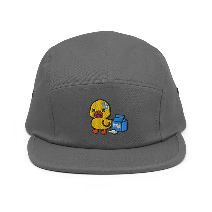 Lactose Intolerant Duck Embroidered 5‑Panel Cotton Camper Cap: Adjustable Fit