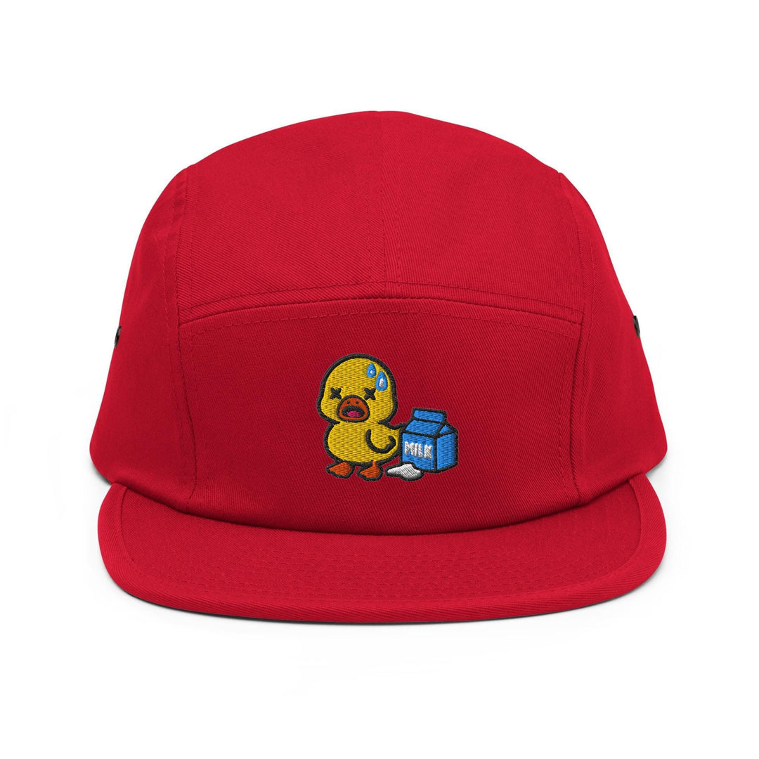 Lactose Intolerant Duck Embroidered 5‑Panel Cotton Camper Cap: Adjustable Fit