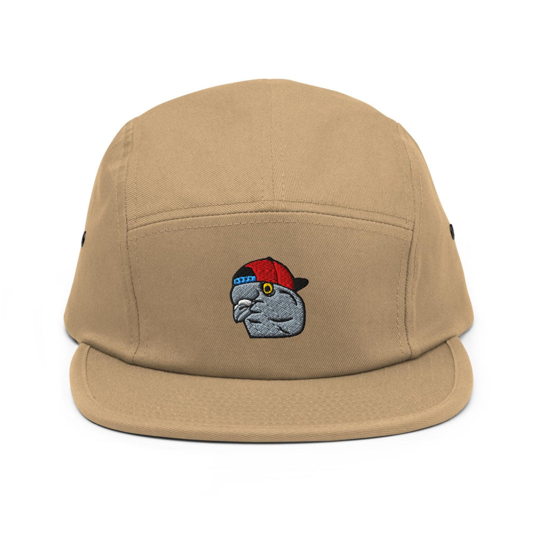 Scumbag Pigeon Embroidered 5‑Panel Cotton Camper Cap: Adjustable Fit