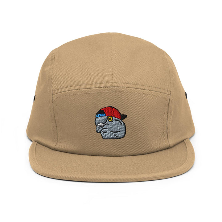 Scumbag Pigeon Embroidered 5‑Panel Cotton Camper Cap: Adjustable Fit