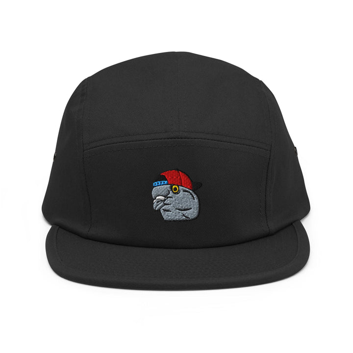 Scumbag Pigeon Embroidered 5‑Panel Cotton Camper Cap: Adjustable Fit