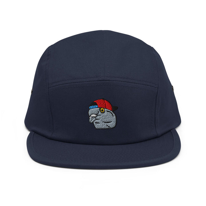 Scumbag Pigeon Embroidered 5‑Panel Cotton Camper Cap: Adjustable Fit