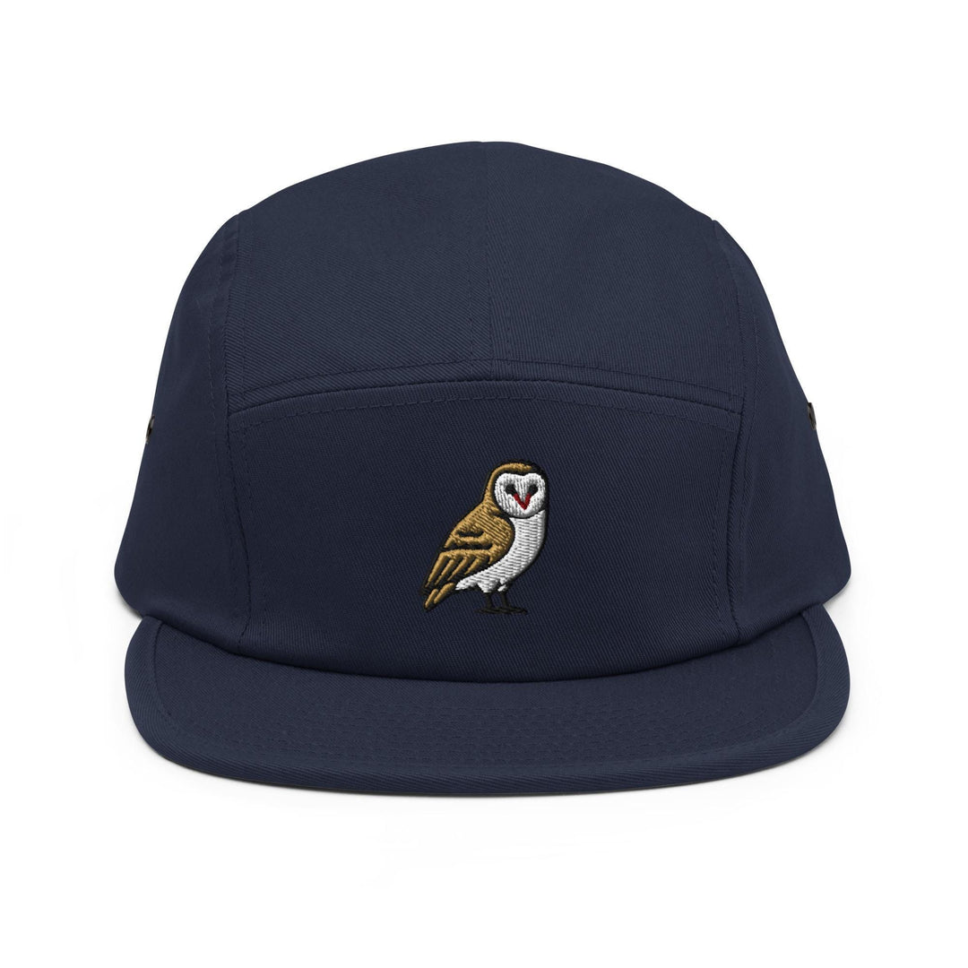 Barn Owl Embroidered 5‑Panel Cotton Camper Cap: Adjustable Fit