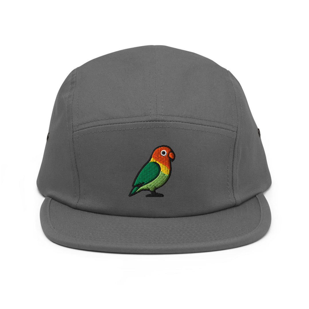 Lovebird Embroidered 5‑Panel Cotton Camper Cap: Adjustable Fit