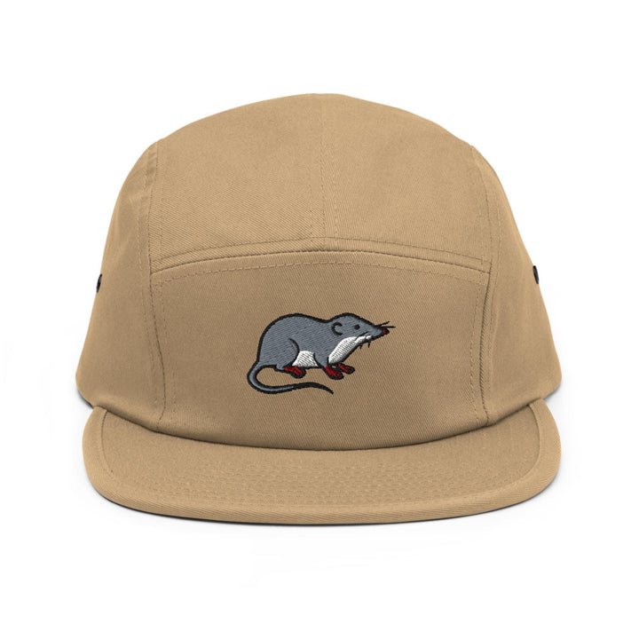 American Water Shrew (Sorex palustris) Embroidered 5‑Panel Cotton Camper Cap: Adjustable Fit