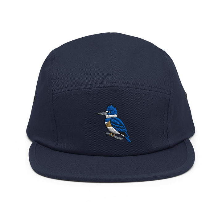Belted Kingfisher Embroidered 5‑Panel Cotton Camper Cap: Adjustable Fit