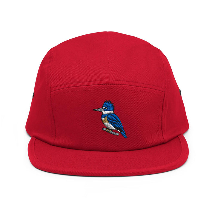 Belted Kingfisher Embroidered 5‑Panel Cotton Camper Cap: Adjustable Fit