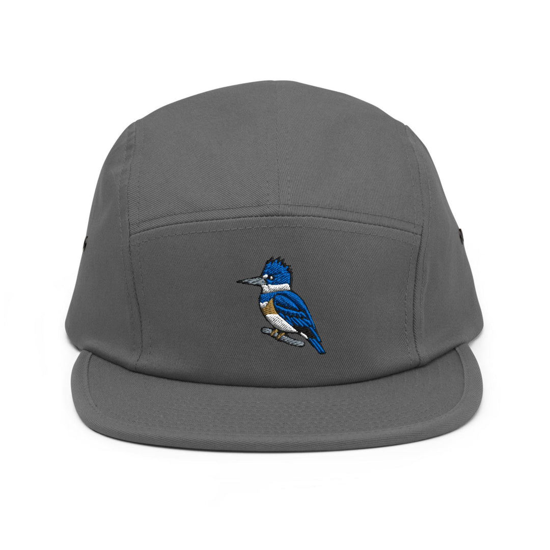 Belted Kingfisher Embroidered 5‑Panel Cotton Camper Cap: Adjustable Fit