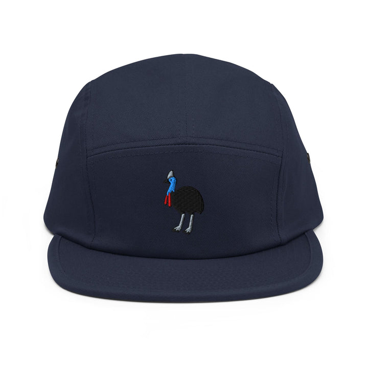 Southern Cassowary Embroidered 5‑Panel Cotton Camper Cap: Adjustable Fit