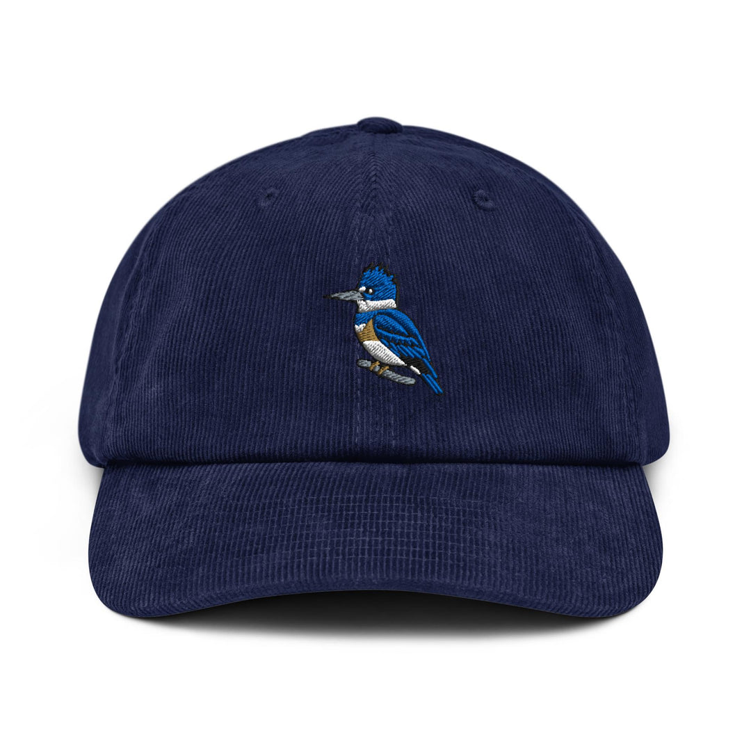 Belted Kingfisher Embroidered Cotton Corduroy Hat: Adjustable Fit