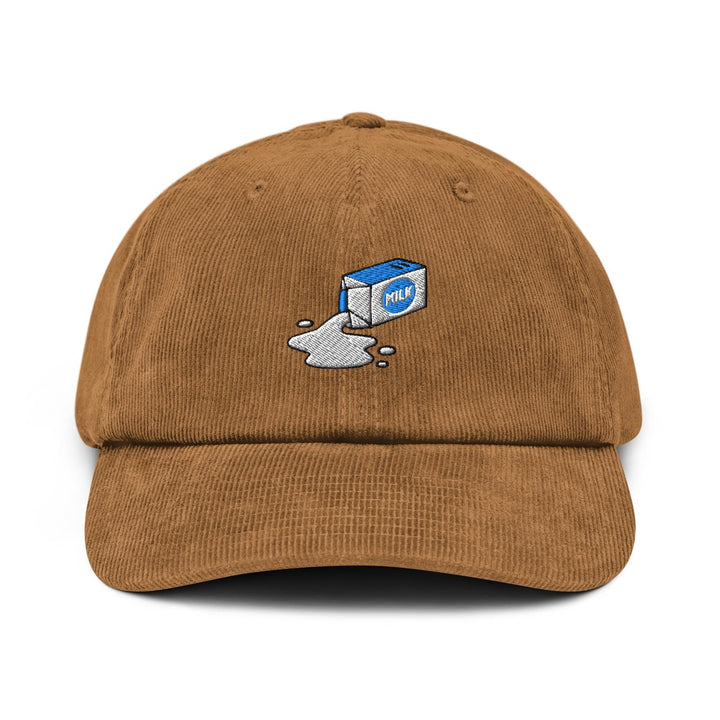 Spilled Milk Carton Embroidered Cotton Corduroy Hat: Adjustable Fit