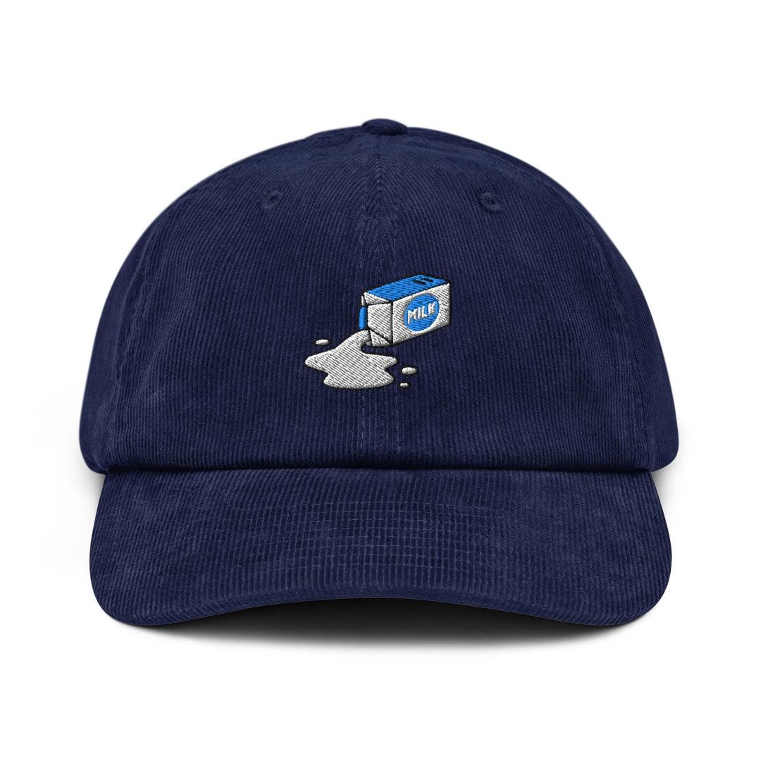 Spilled Milk Carton Embroidered Cotton Corduroy Hat: Adjustable Fit