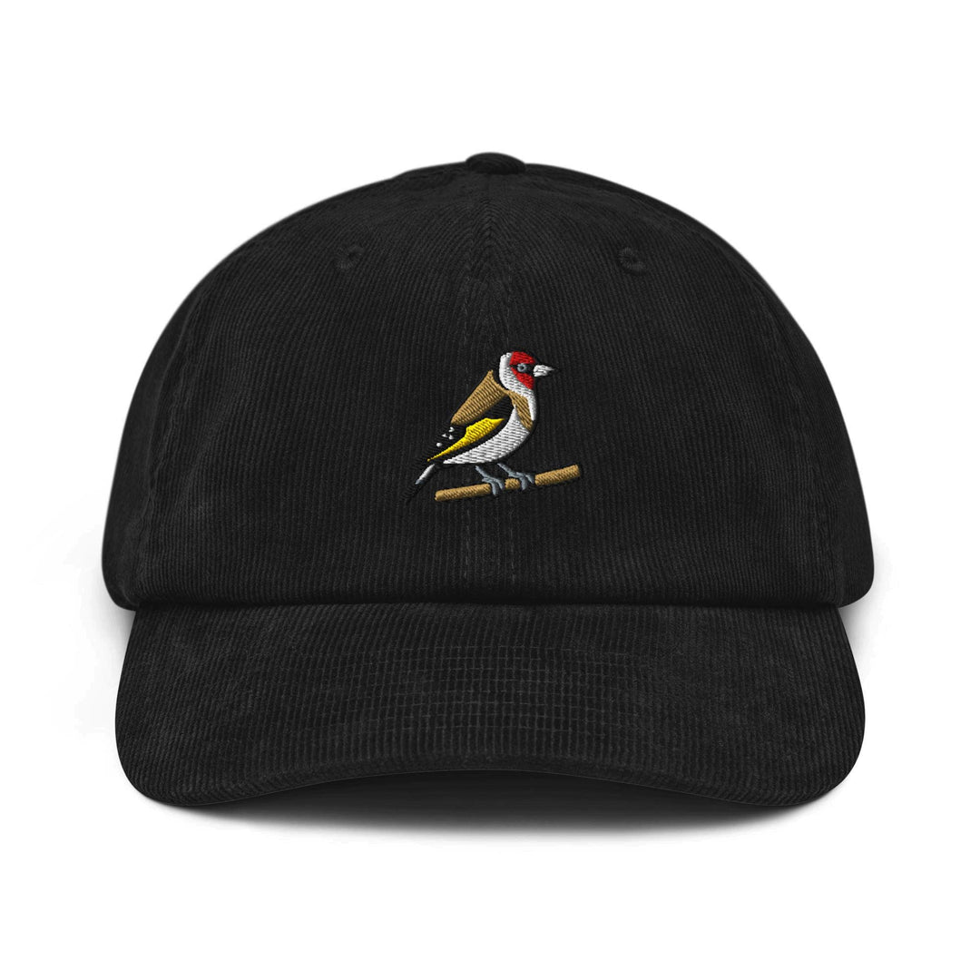 European Goldfinch Embroidered Cotton Corduroy Hat: Adjustable Fit