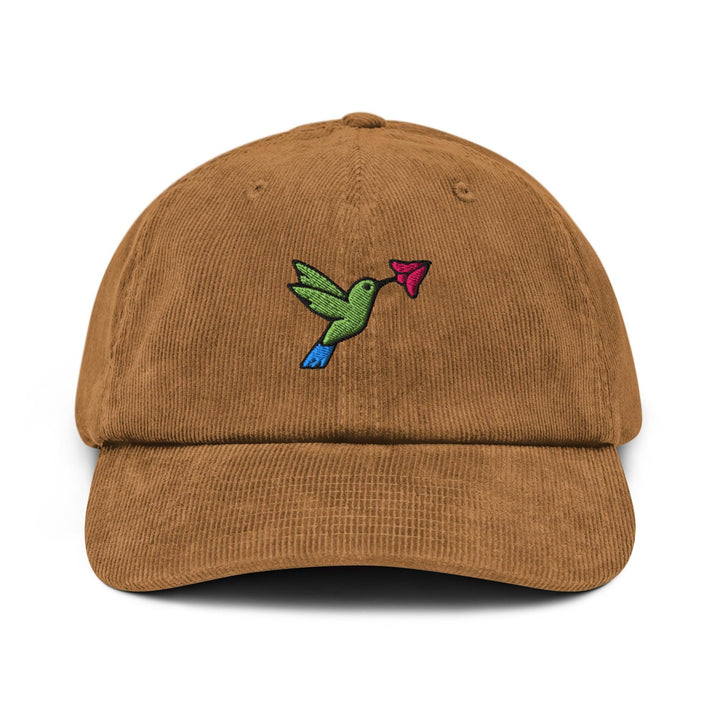 Hummingbird Embroidered Cotton Corduroy Hat: Adjustable Fit
