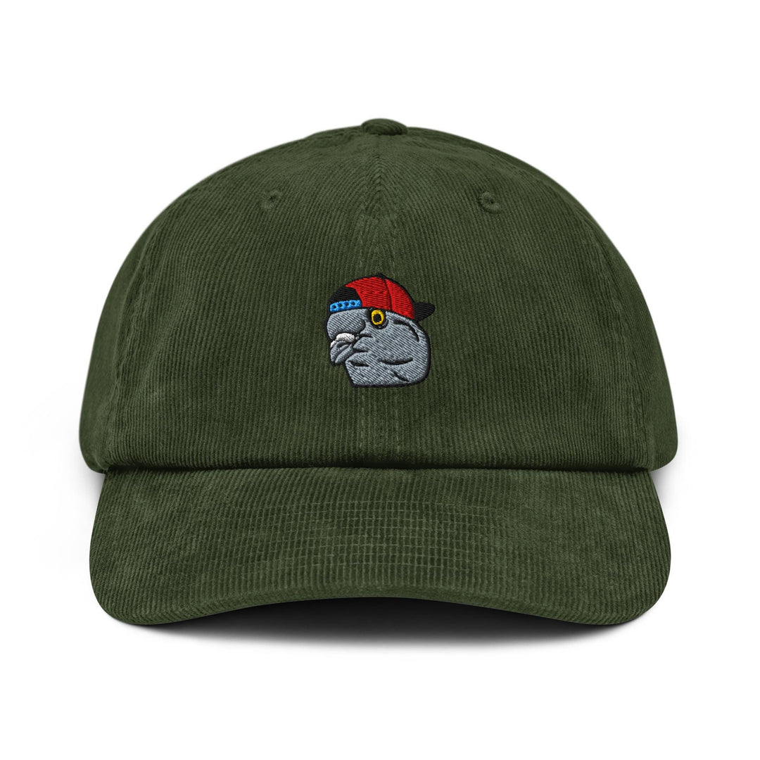 Scumbag Pigeon Embroidered Cotton Corduroy Hat: Adjustable Fit