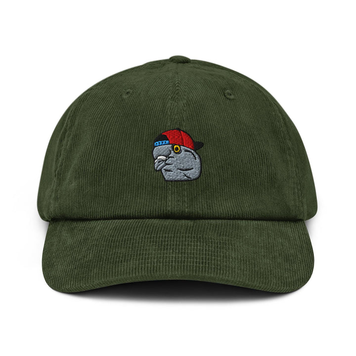 Scumbag Pigeon Embroidered Cotton Corduroy Hat: Adjustable Fit