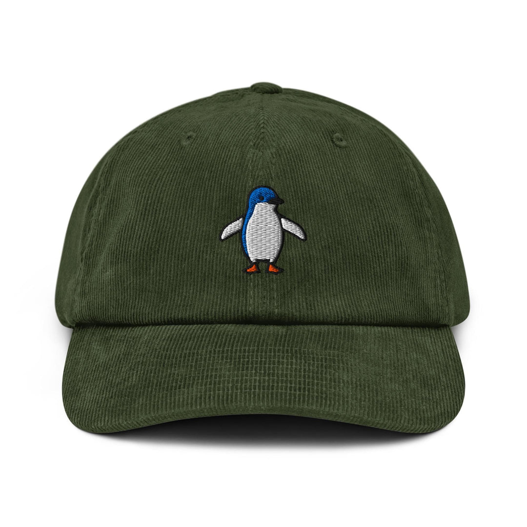Little Fairy Penguin Embroidered Cotton Corduroy Hat: Adjustable Fit
