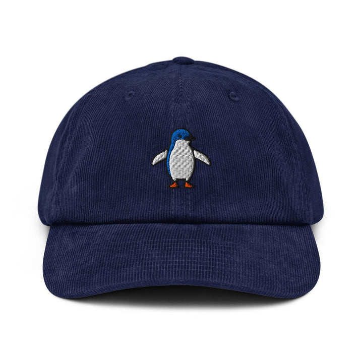 Little Fairy Penguin Embroidered Cotton Corduroy Hat: Adjustable Fit