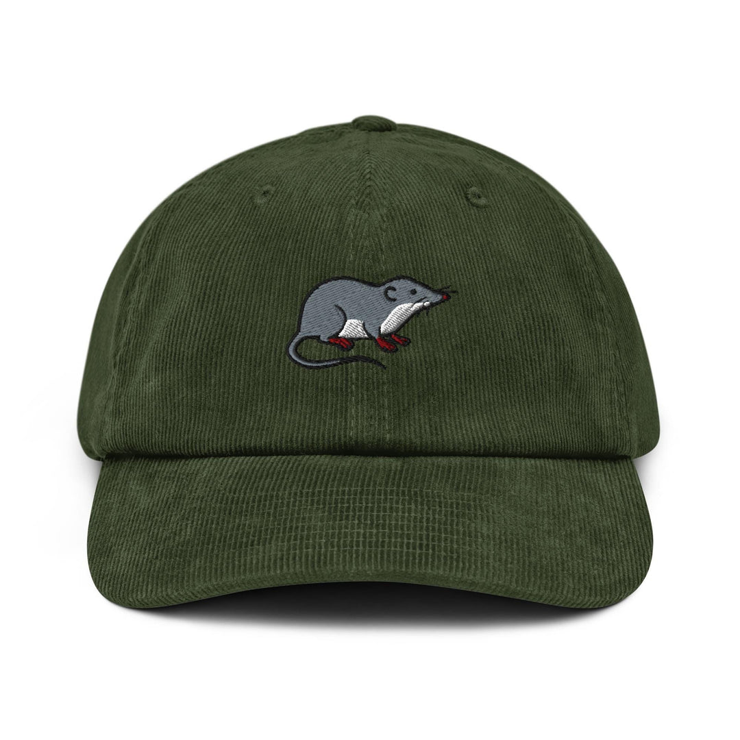 American Water Shrew (Sorex palustris) Embroidered Cotton Corduroy Hat: Adjustable Fit