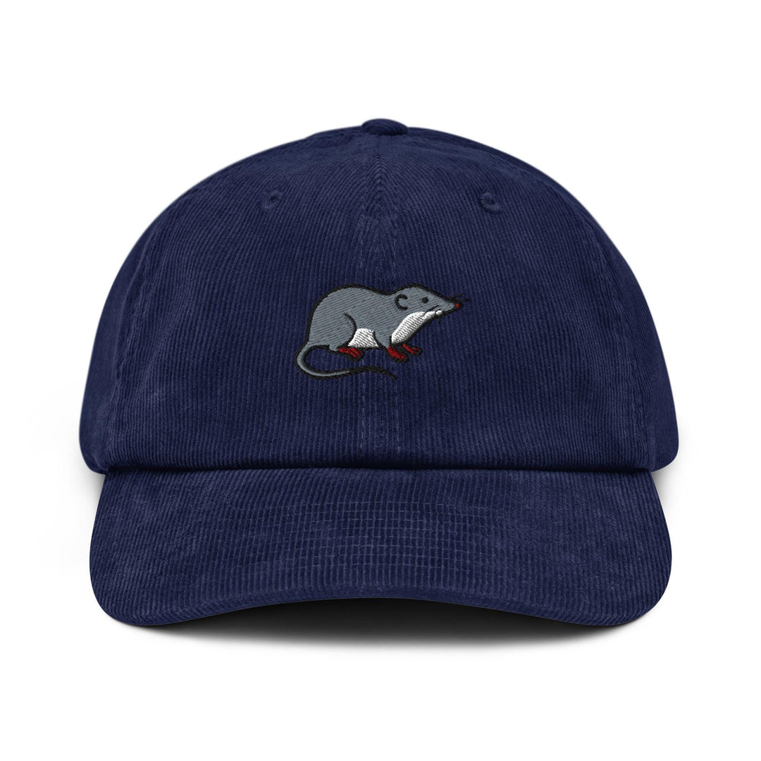 American Water Shrew (Sorex palustris) Embroidered Cotton Corduroy Hat: Adjustable Fit