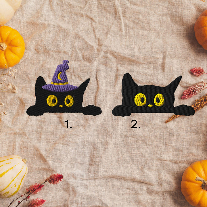 Black Wizard Cat Embroidered Cotton Corduroy Hat: Adjustable Fit