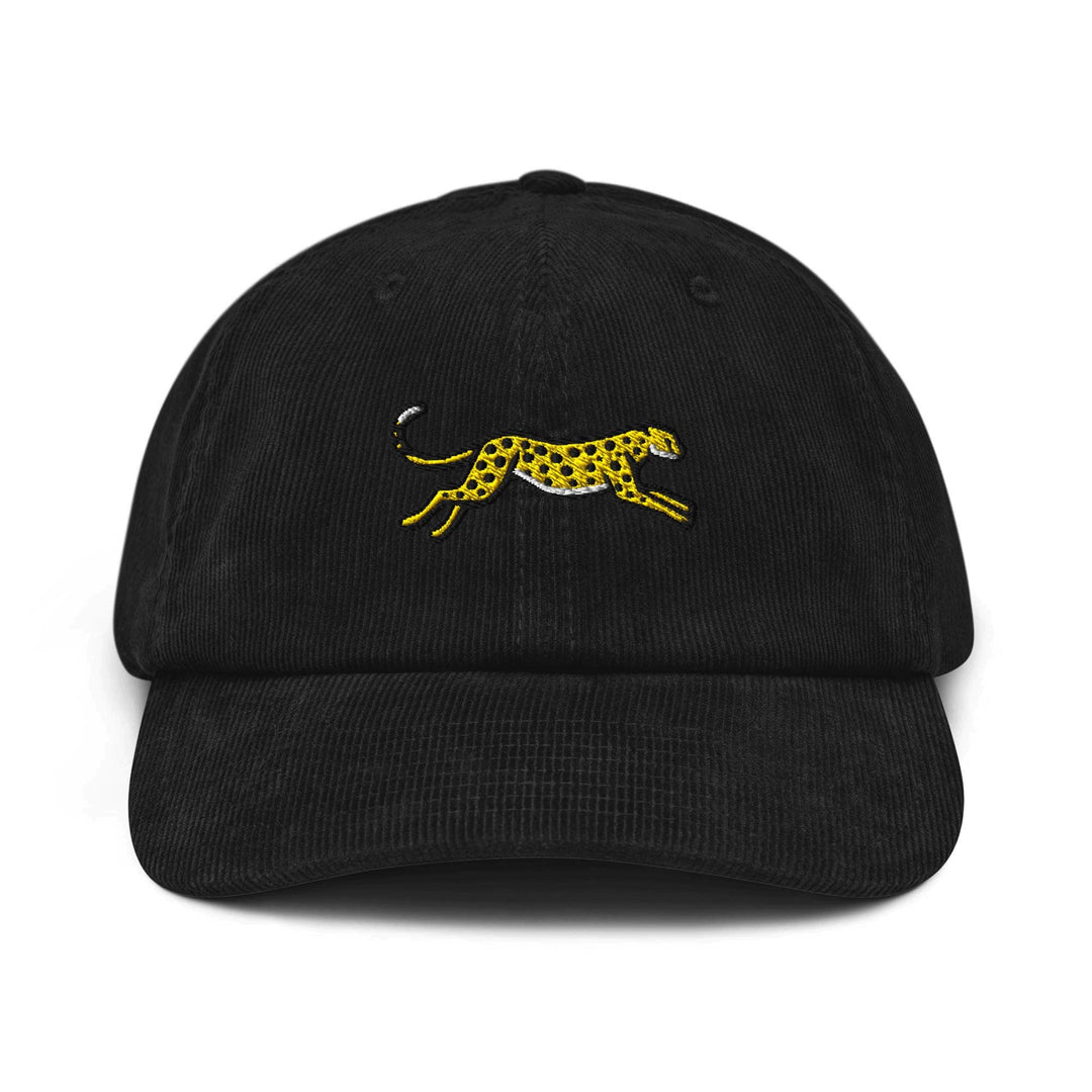 Cheetah Embroidered Cotton Corduroy Hat: Adjustable Fit