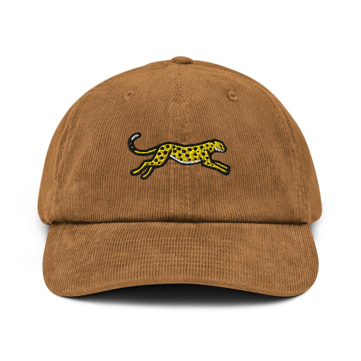 Cheetah Embroidered Cotton Corduroy Hat: Adjustable Fit