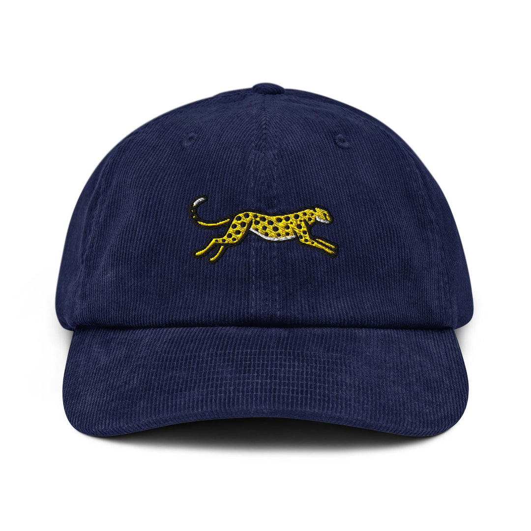 Cheetah Embroidered Cotton Corduroy Hat: Adjustable Fit