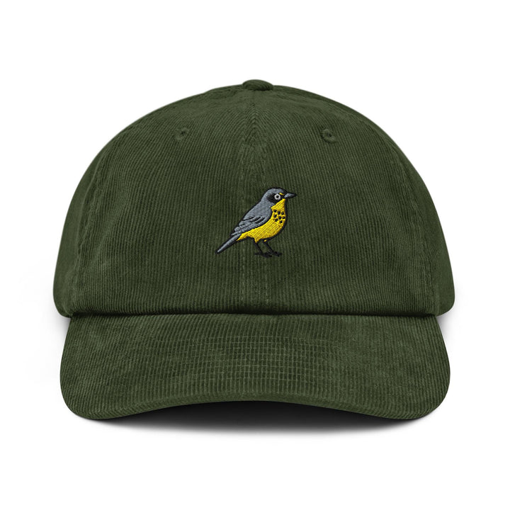 Canada Warbler Embroidered Cotton Corduroy Hat: Adjustable Fit