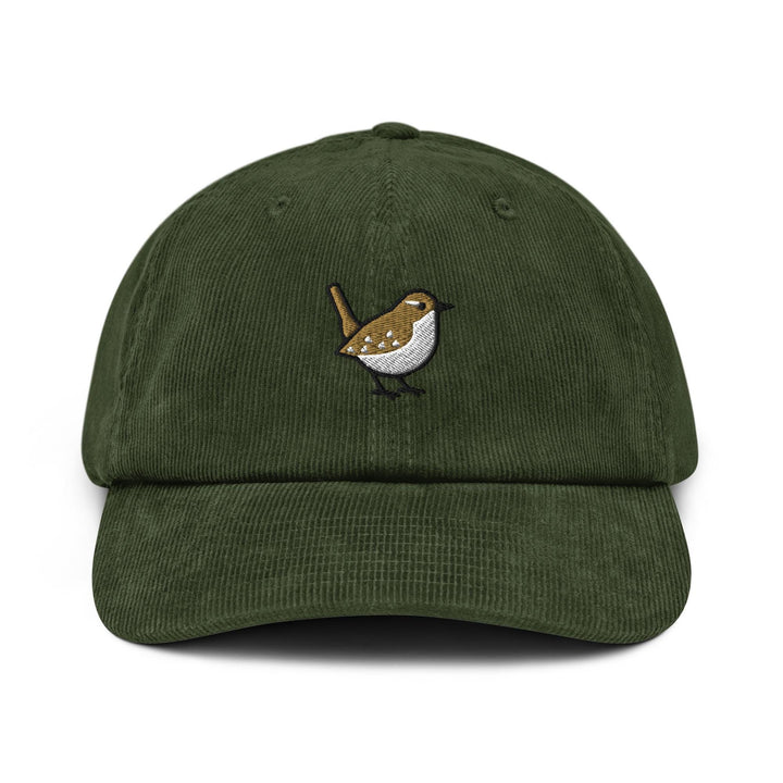 Winter Wren Embroidered Cotton Corduroy Hat: Adjustable Fit