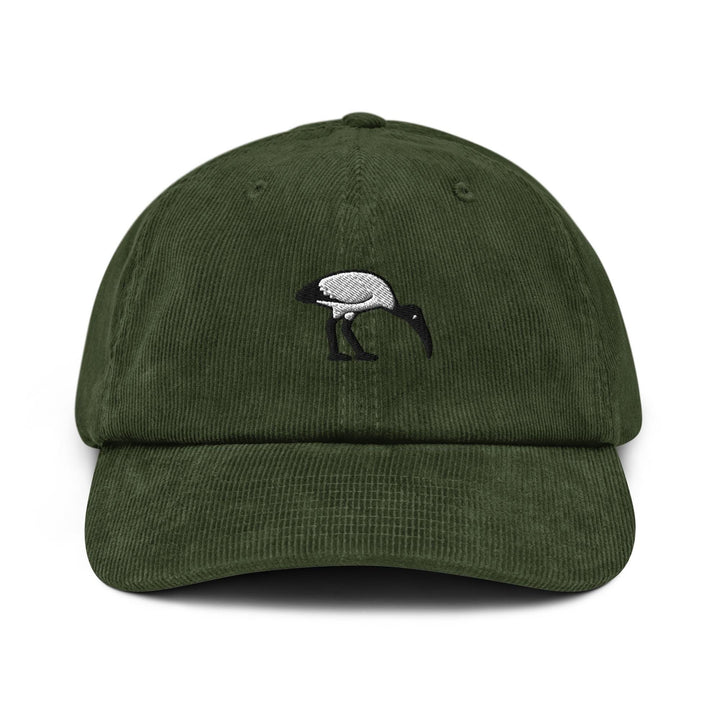 Bin Chicken Ibis Bird Embroidered Cotton Corduroy Hat: Adjustable Fit