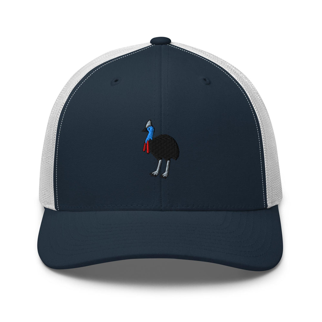 Southern Cassowary Embroidered Trucker Hat: Structured Retro Cap with Mesh Back