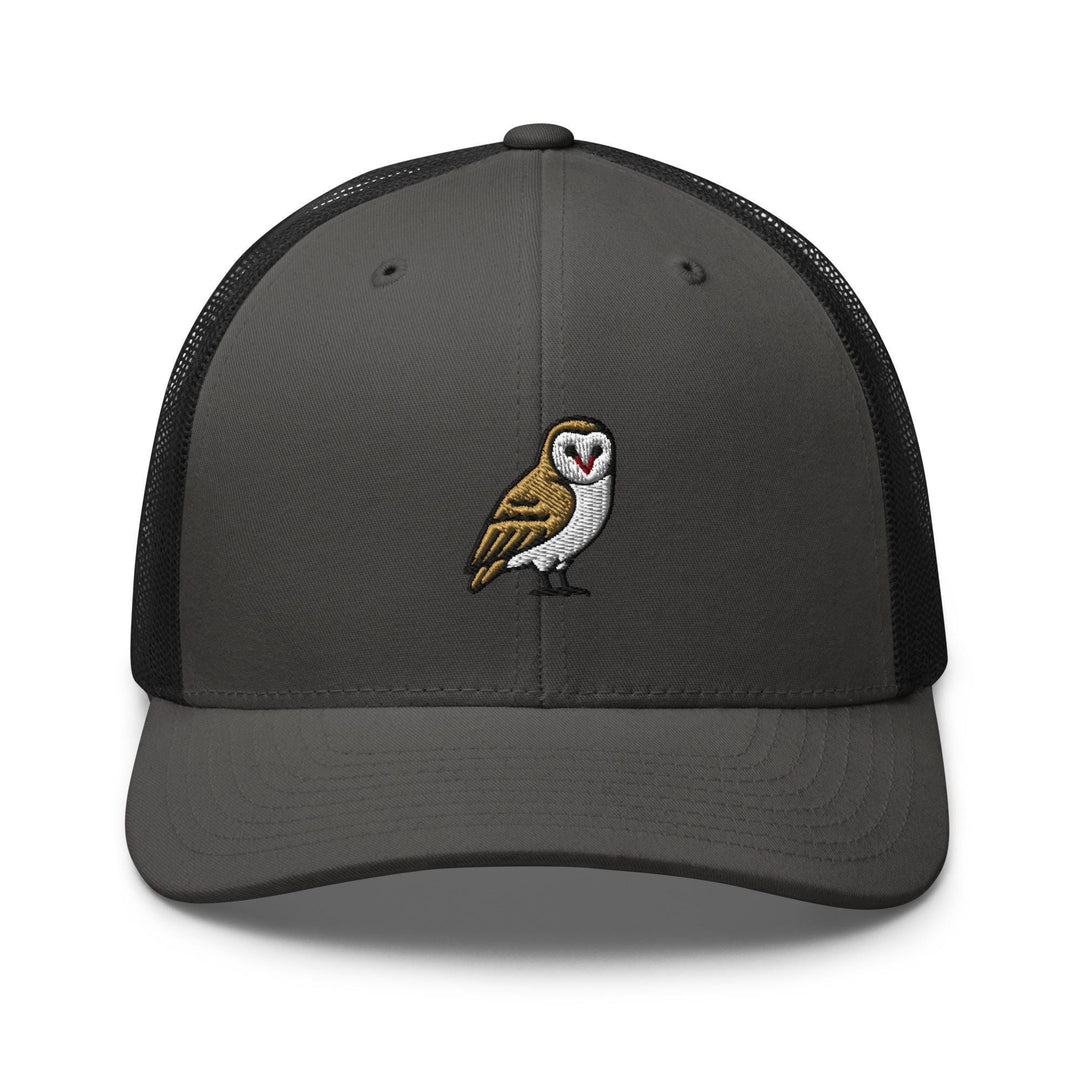 Barn Owl Embroidered Trucker Hat: Structured Retro Cap with Mesh Back