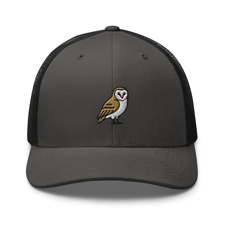 Barn Owl Embroidered Trucker Hat: Structured Retro Cap with Mesh Back
