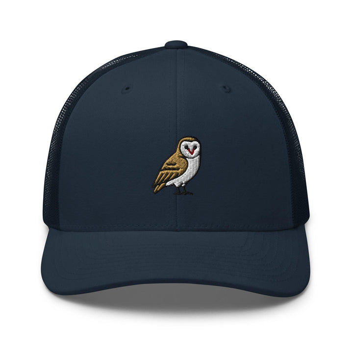 Barn Owl Embroidered Trucker Hat: Structured Retro Cap with Mesh Back