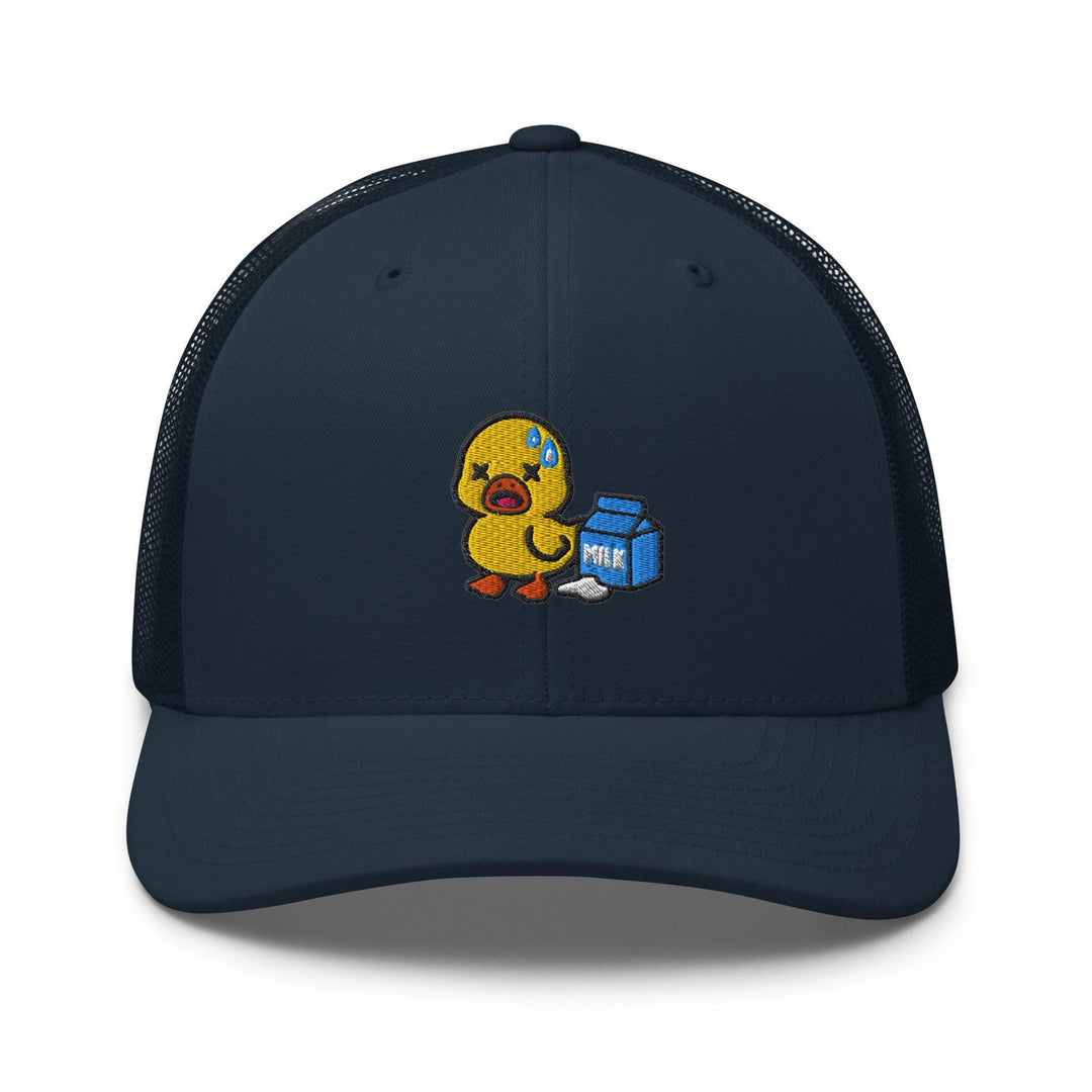 Lactose Intolerant Duck Embroidered Trucker Hat: Structured Retro Cap with Mesh Back