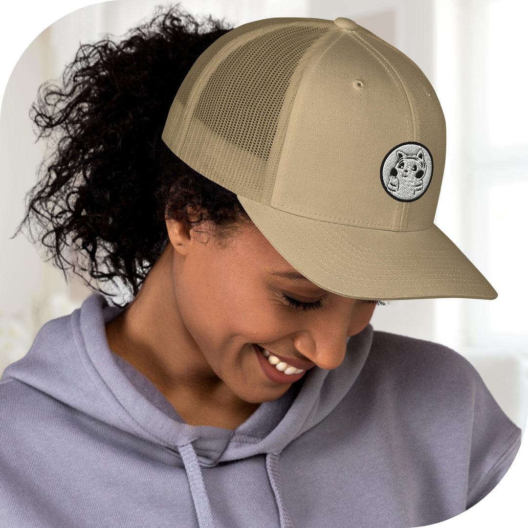 Boxing GloveEmbroidered Trucker Hat: Structured Retro Cap with Mesh Back