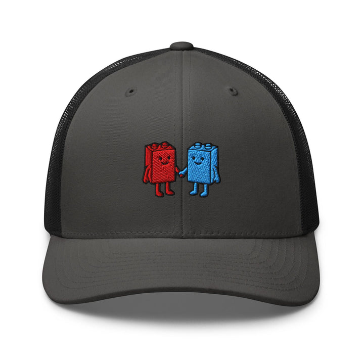 Best Friend Toy Blocks Embroidered Trucker Hat: Structured Retro Cap with Mesh Back