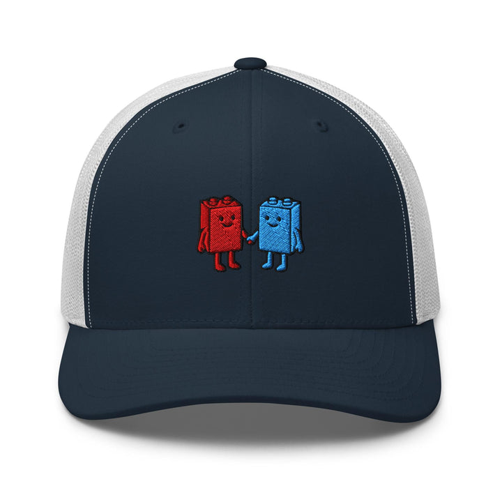 Best Friend Toy Blocks Embroidered Trucker Hat: Structured Retro Cap with Mesh Back