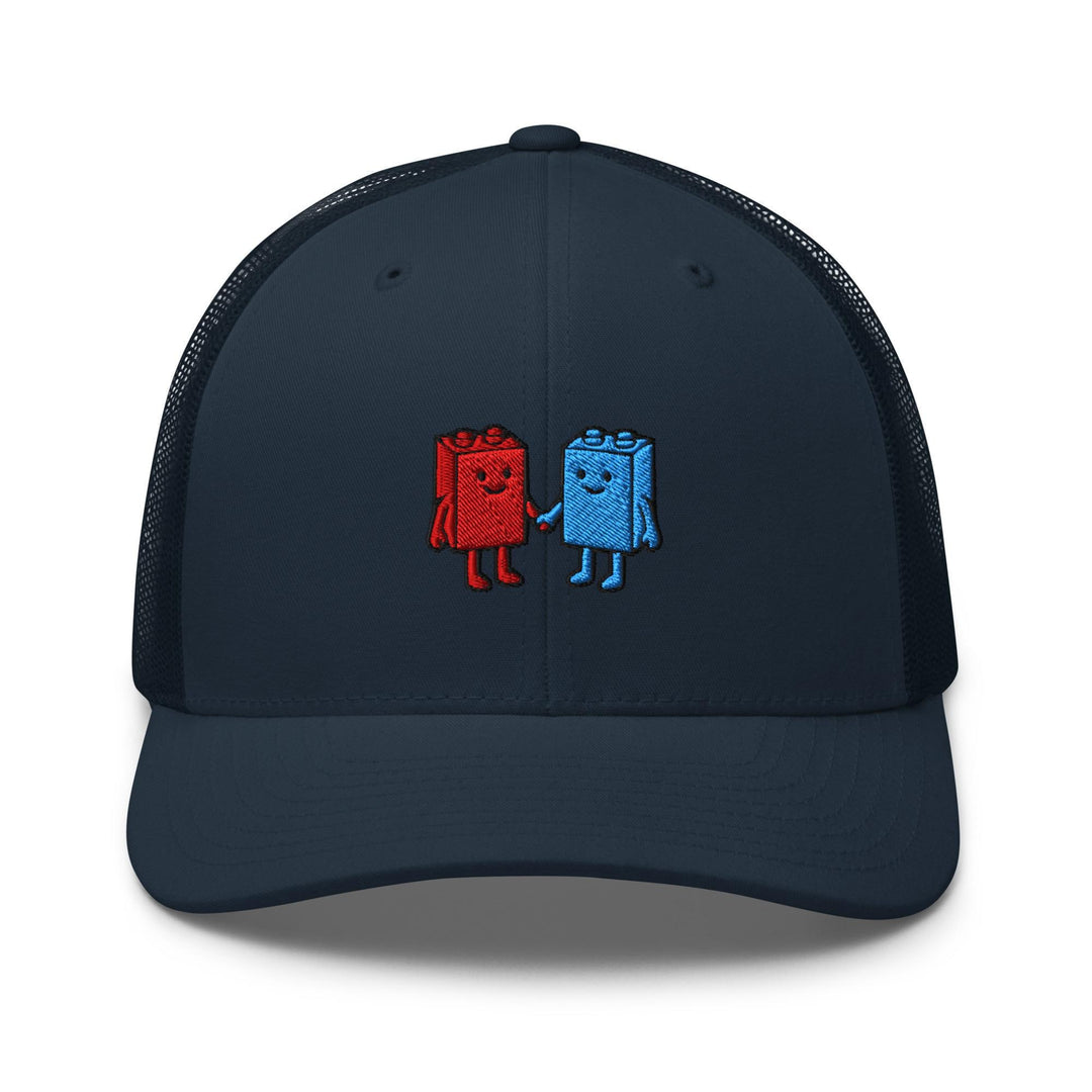 Best Friend Toy Blocks Embroidered Trucker Hat: Structured Retro Cap with Mesh Back