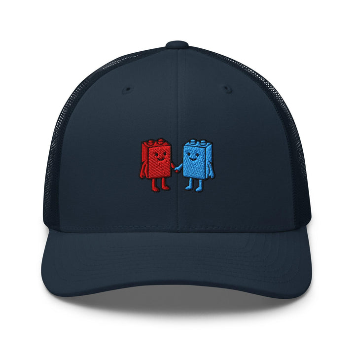 Best Friend Toy Blocks Embroidered Trucker Hat: Structured Retro Cap with Mesh Back