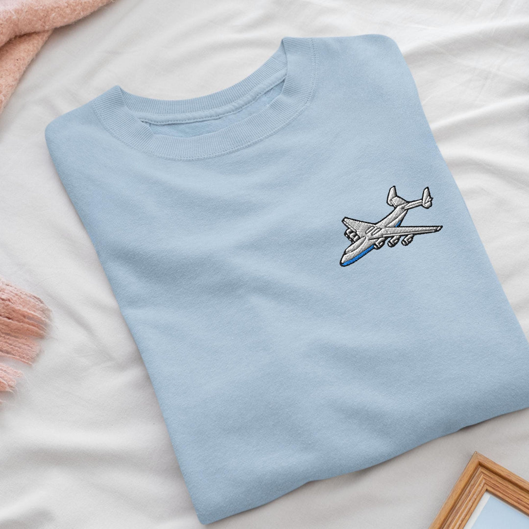 An-225 Cargo Airplane Embroidered Crewneck Sweatshirt: Cotton Blend, Unisex Fit